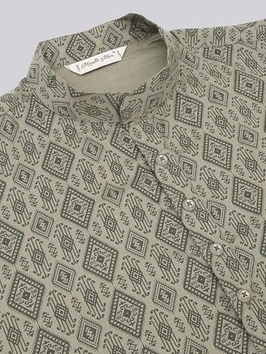 Image of Majestic Man Women's Cotton Regular Fit Casual Ethnic Motifs Printed Mandarin Collar Long Kurta