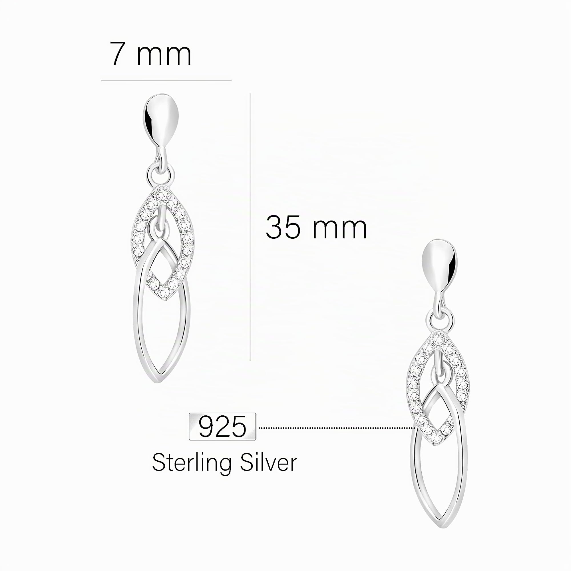 SOFIA MILANI - Orecchini da Donna in Argento 925 - con Pietra Zircone - Orecchini Pendenti ad Ovale - 20543