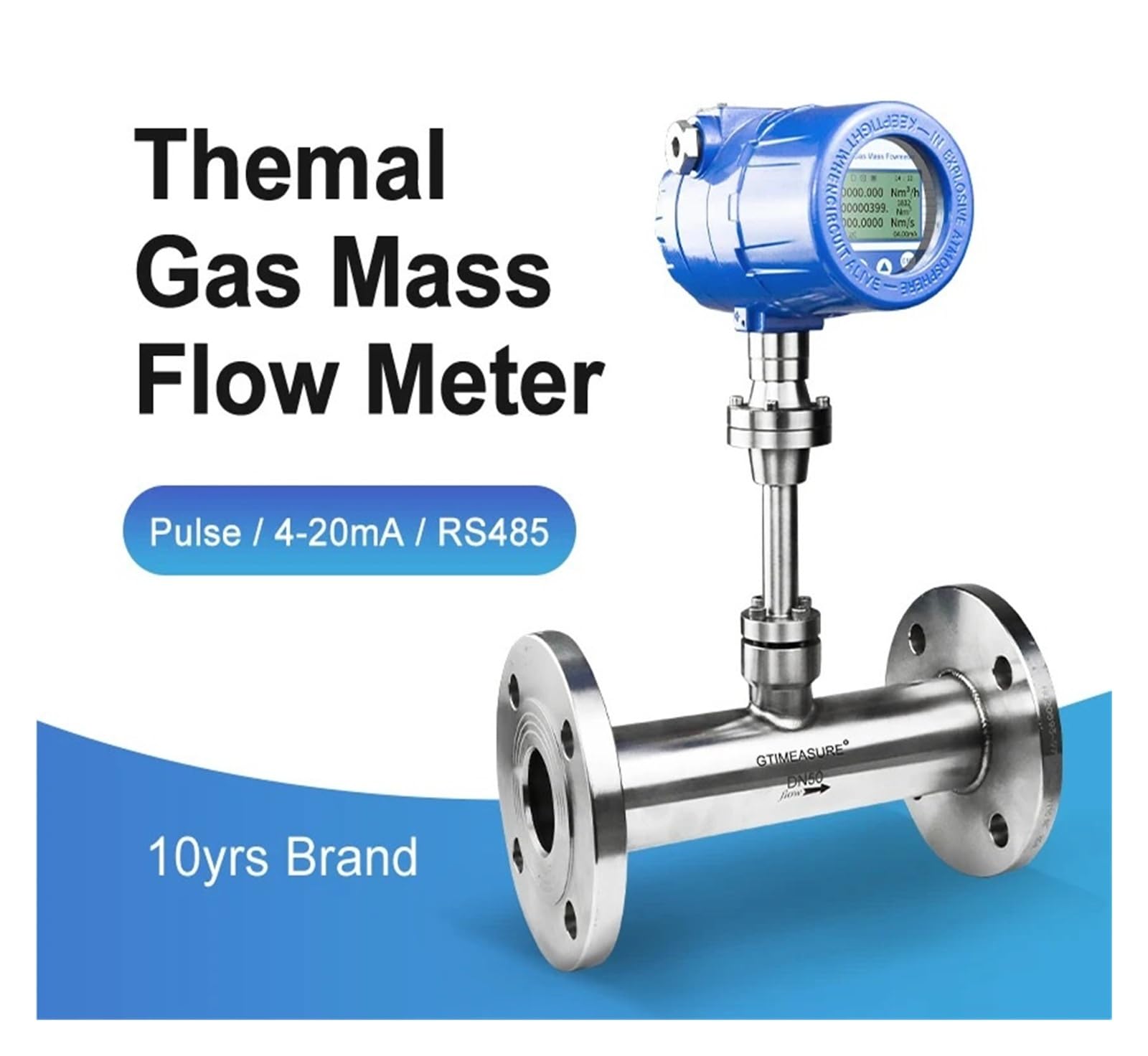 Medidor de flujo másico térmico con pantalla LCD Medidor de flujo de aire comprimido Gas natural Hidrógeno CO2 Garantizar la estabilidad(DN50)