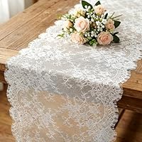 XLIUAX Vintage Weiße Spitze, Bestickte Spitzenauflage Boho Lace Table Tunner für Hochzeit Party Dekoration Geburtstagsparty Kuchendekoration Outdoor Party Kommunion, 75 * 300 cm