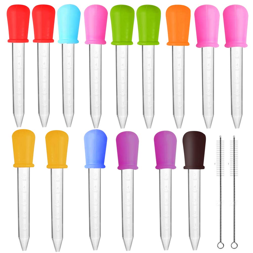 15 PCS Liquid Droppers, Silicone and Plastic Eye Droppers Pipettes 5ML