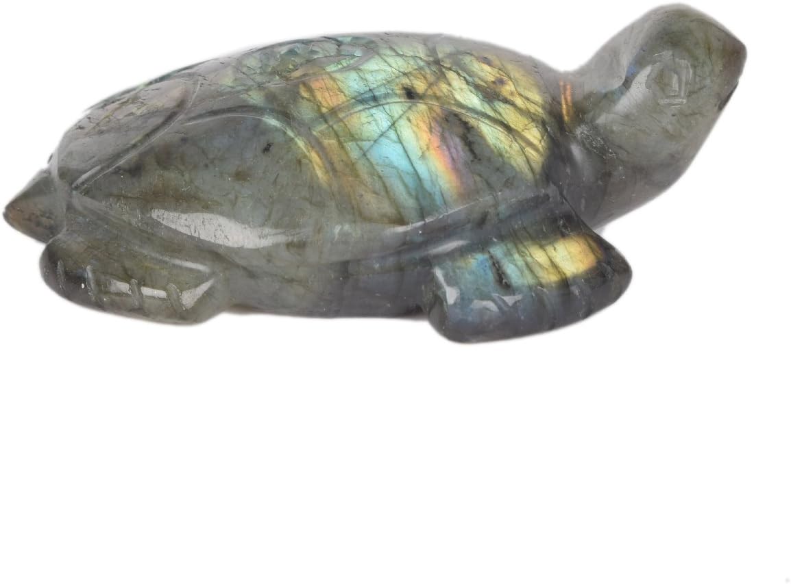 GEMHUB Labradorite Rainbow Turtle Approximately 397.00 Ct Carving Luck Fortune Healing Statue DE-261