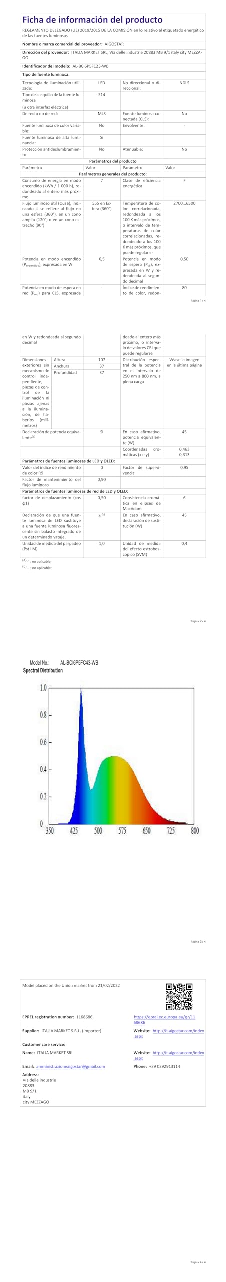 Aigostar Bombilla Inteligente E14 Bombilla Alexa LED 6.5W Bombillas Wifi RGB & 2700K-6500K Regulable, Sincronización con la música, Conexión rápida, compatible con Alexa y Google Home, 6 Unidades
