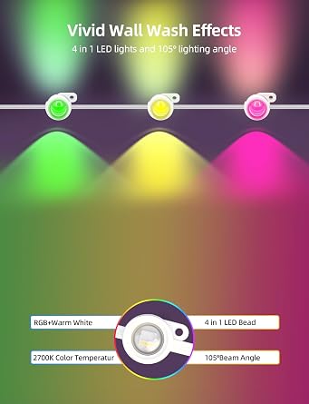 APPECK Permanent Outdoor Lights 100ft with 72 LEDs, 111 Scene Modes, Smart RGBW String Lights Waterproof, App & Remote Control for Christmas, Holidays, Compatible with Alexa, Google, White