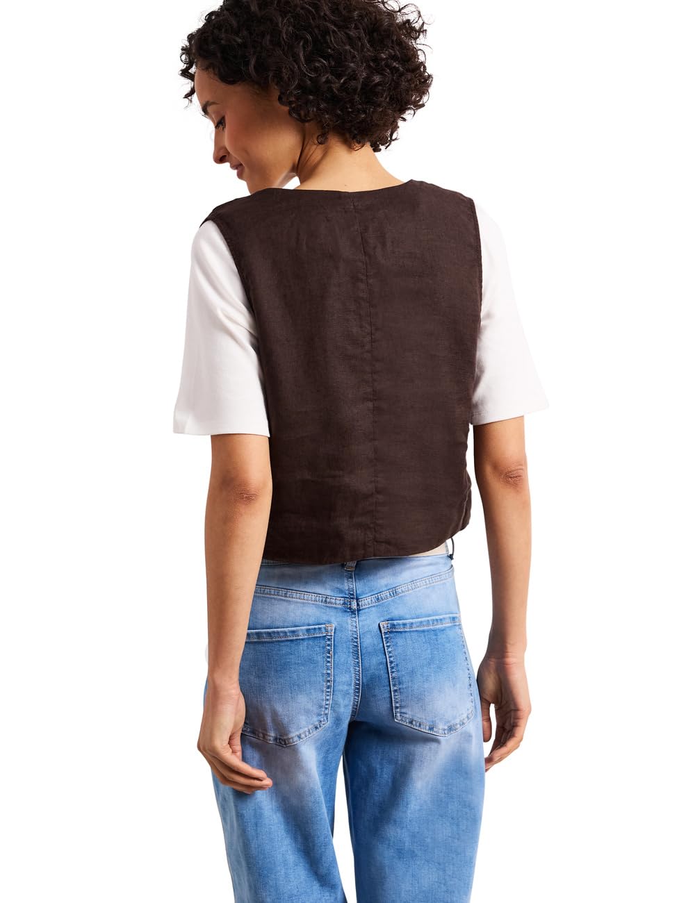 Street One Damen 2200598 Weste mit V-Neck und Knöpfen aus Leinen (1er Pack)