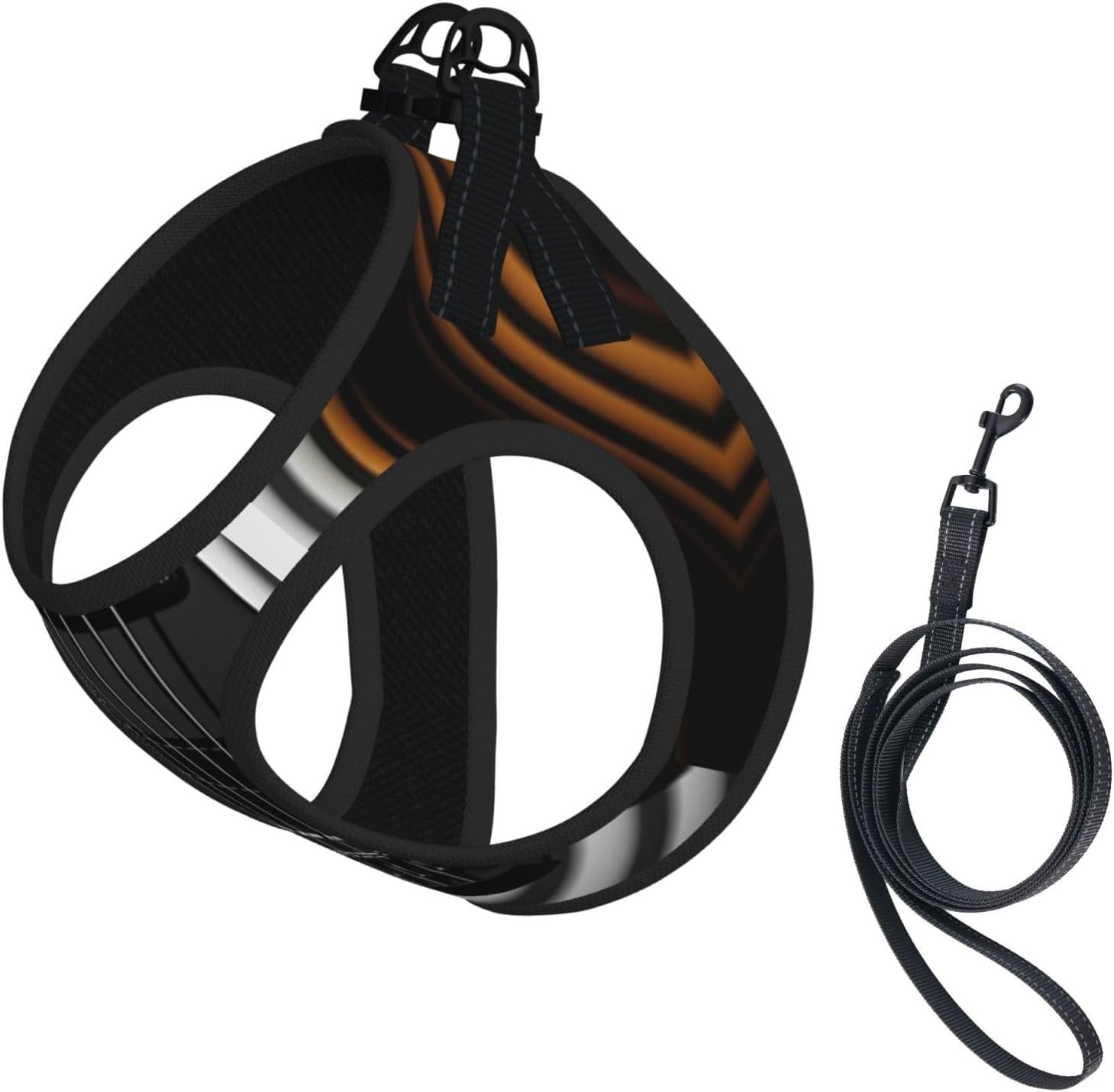 Black Striped Guitar Pet Vest Small Size Dog Harness and Leash Set for Training, Reflective & Adjustable with Accessories Small