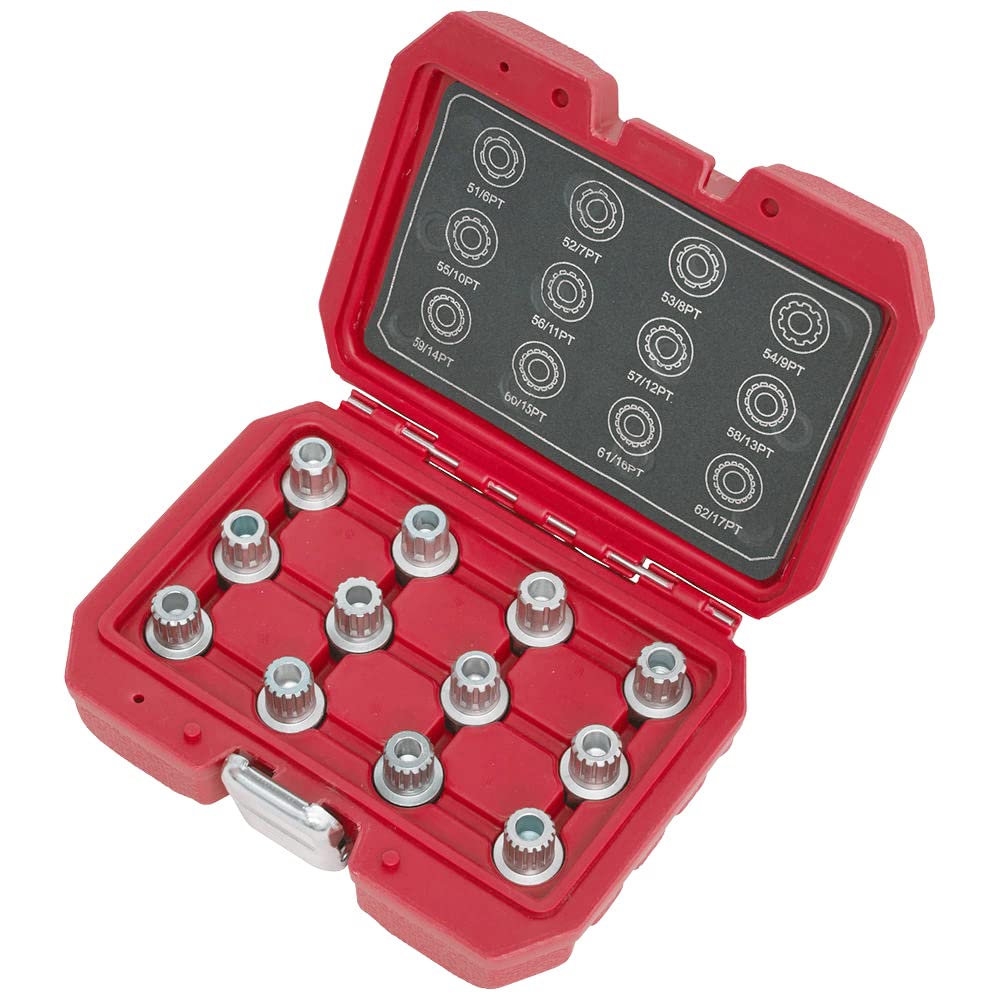 Juego de vasos para tornillos antirrobo en llantas compatible con audi, seat, skoda, volkswag. 6 a 17 puntas