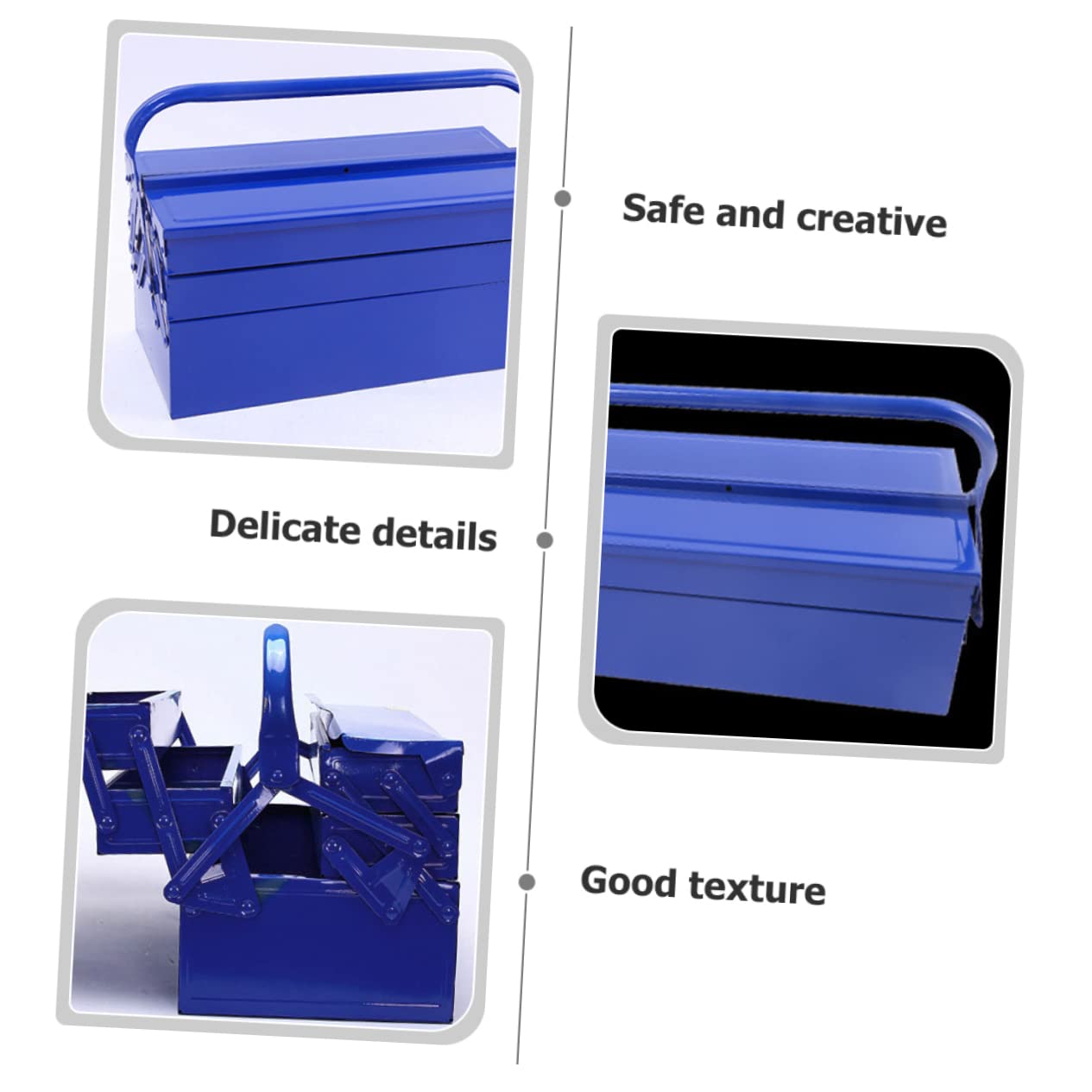 Hemobllo Grosse Boîte à Outils en Fer Bleue à Poignée, Rangement Portable