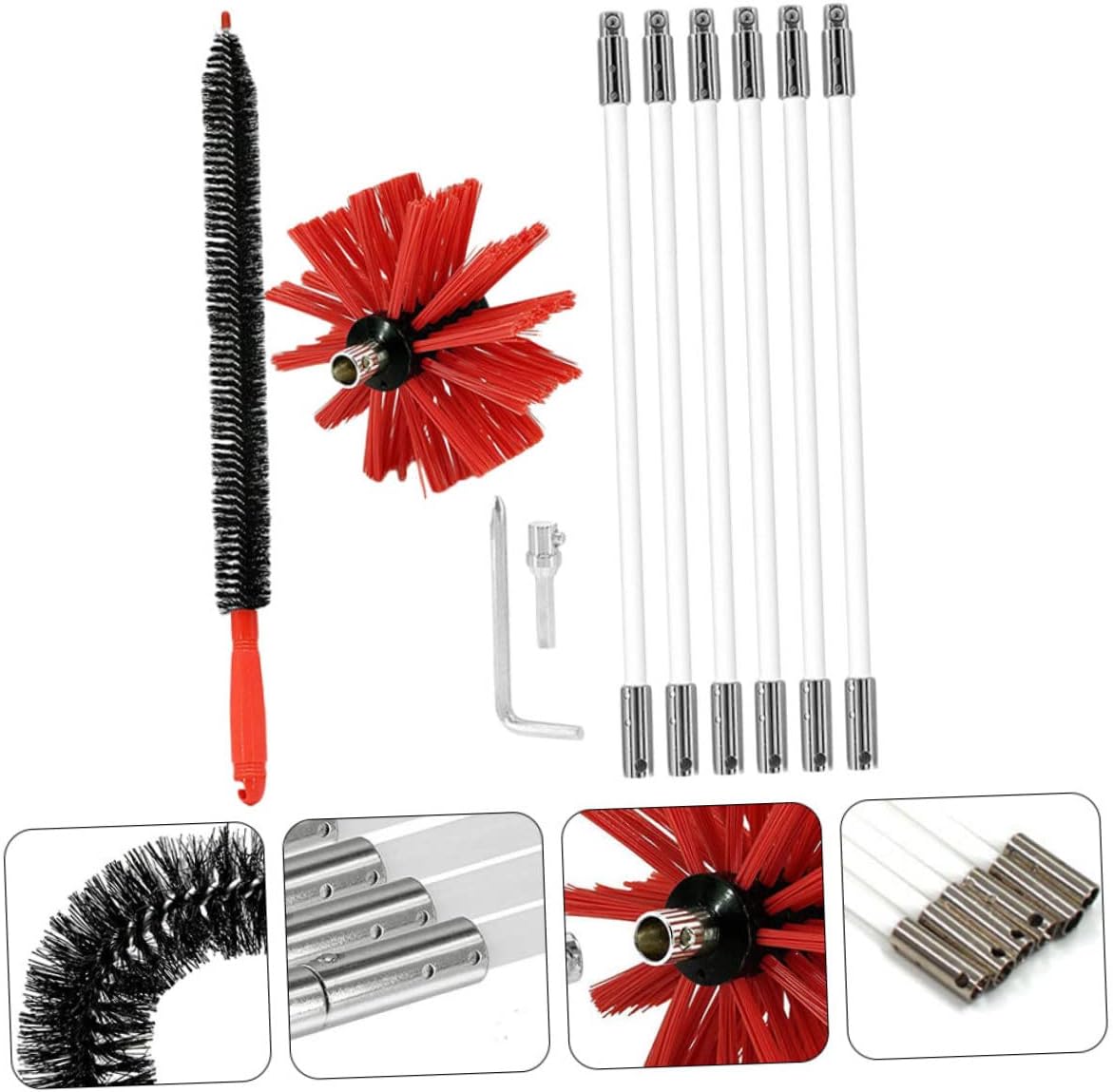 Fireplace Chimney Brush Dryer Vent Cleaning Kit Flue Brush Lint Remover Tool Chimney Cleaning