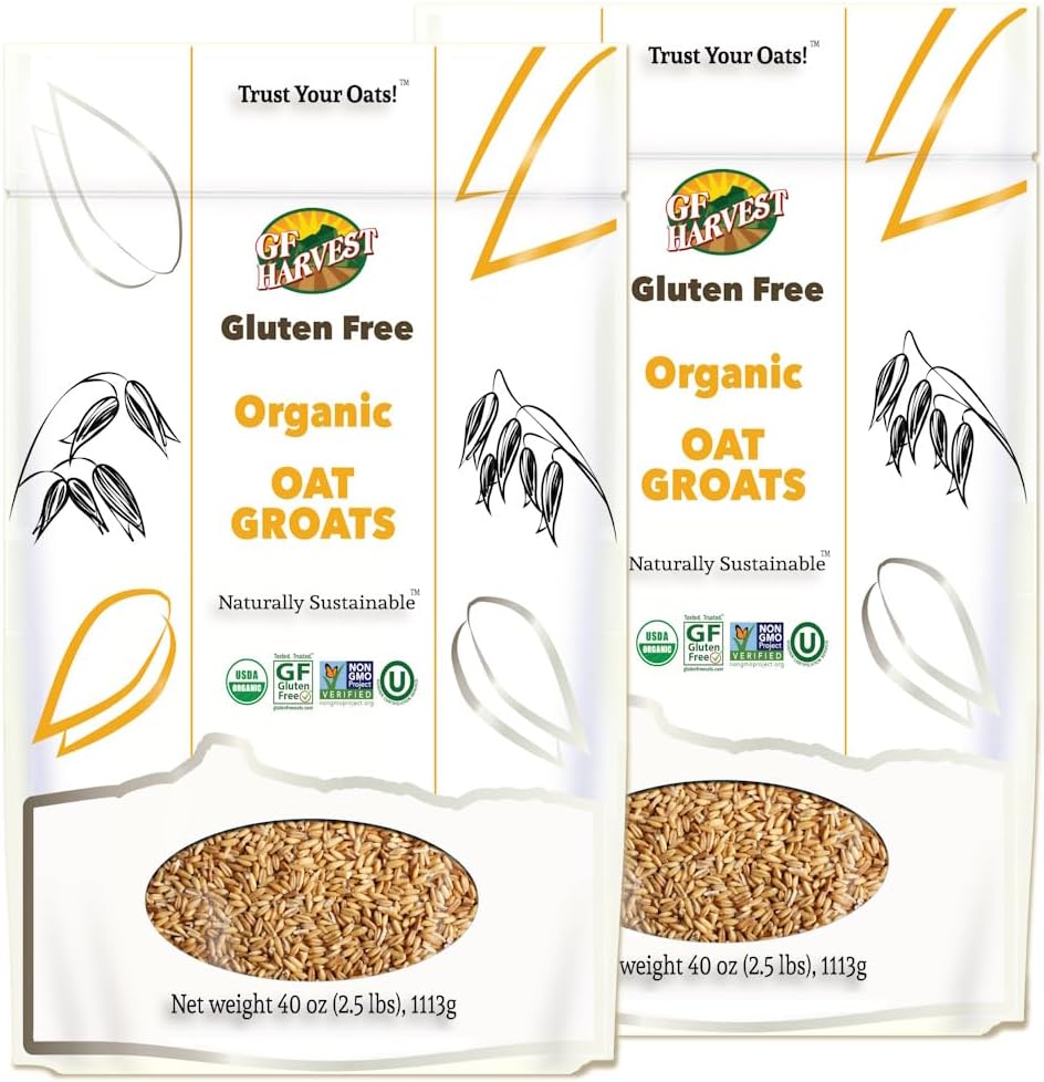 GF Harvest Gluten Free Organic Oat Groats, 2.5 Pound (40 oz) Bag, Pack of 2