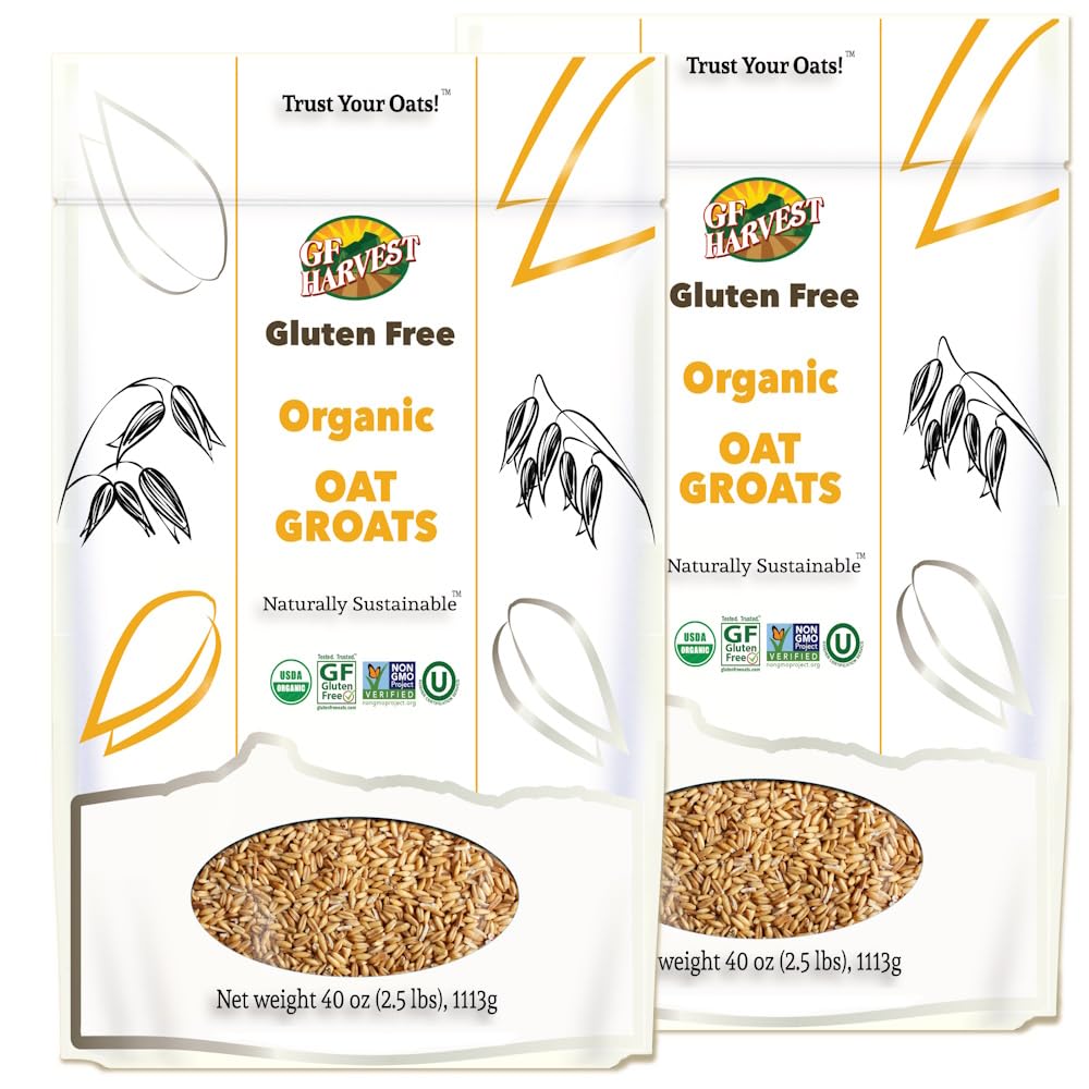 GF Harvest Gluten Free Organic Oat Groats, 2.5 Pound (40 oz) Bag, Pack of 2