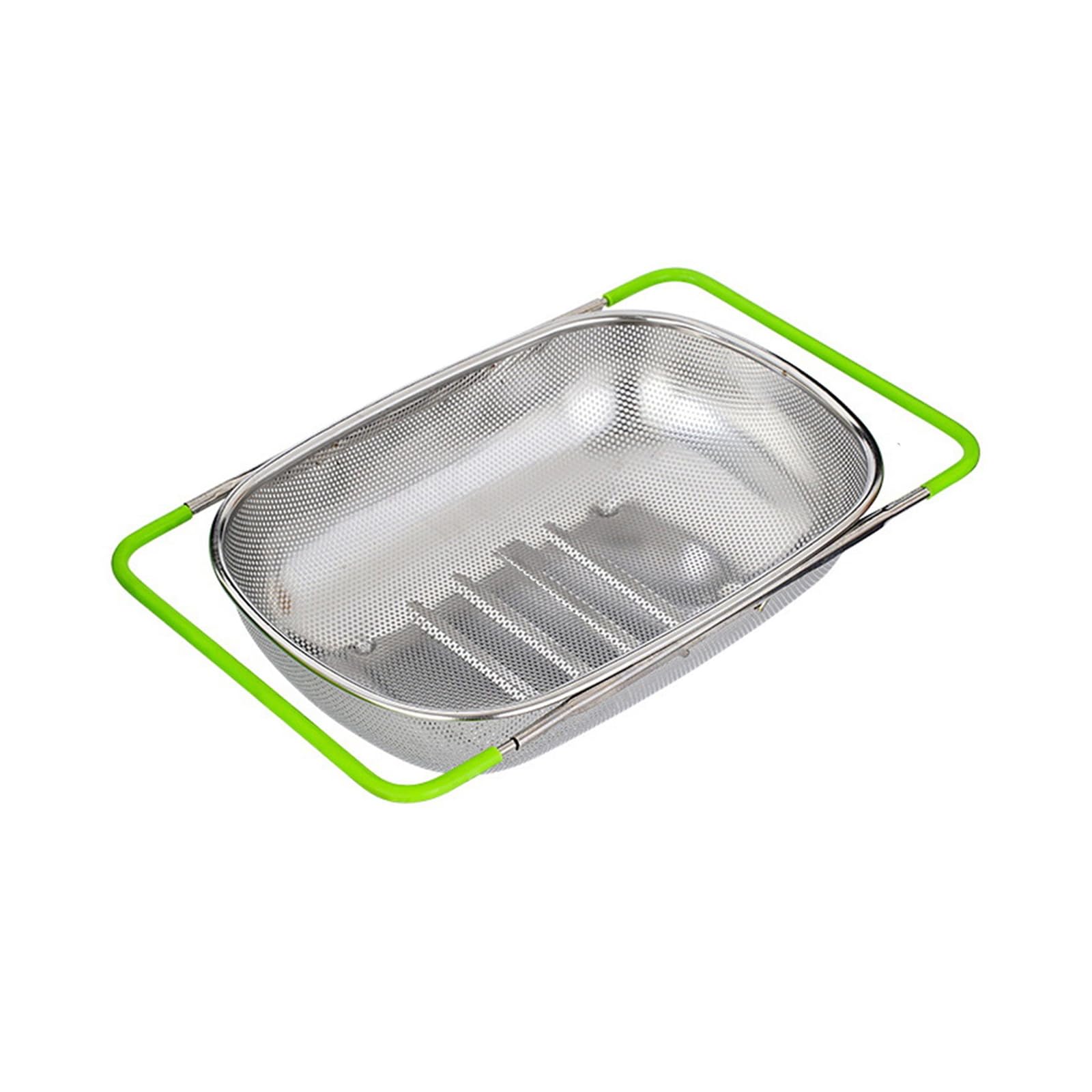 Kitchen Over Sink Drain Basket, Extendable Stainless Steel Colander Basket for Rinsing Produce and Daily Meal Prep Expandable Sink Produce Rinse Holder Prep Drain Rack Kitchen Colander Tray Oval Wash
