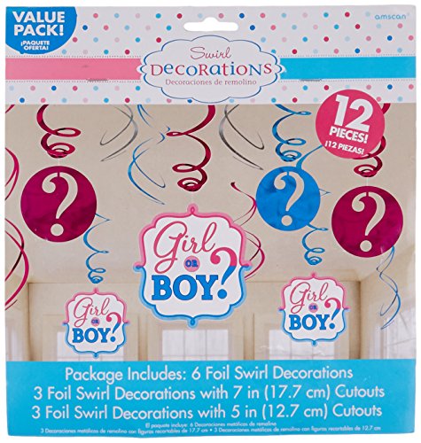 Amscan 671573 Girl or Boy? Value Pack Foil Swirl Decorations