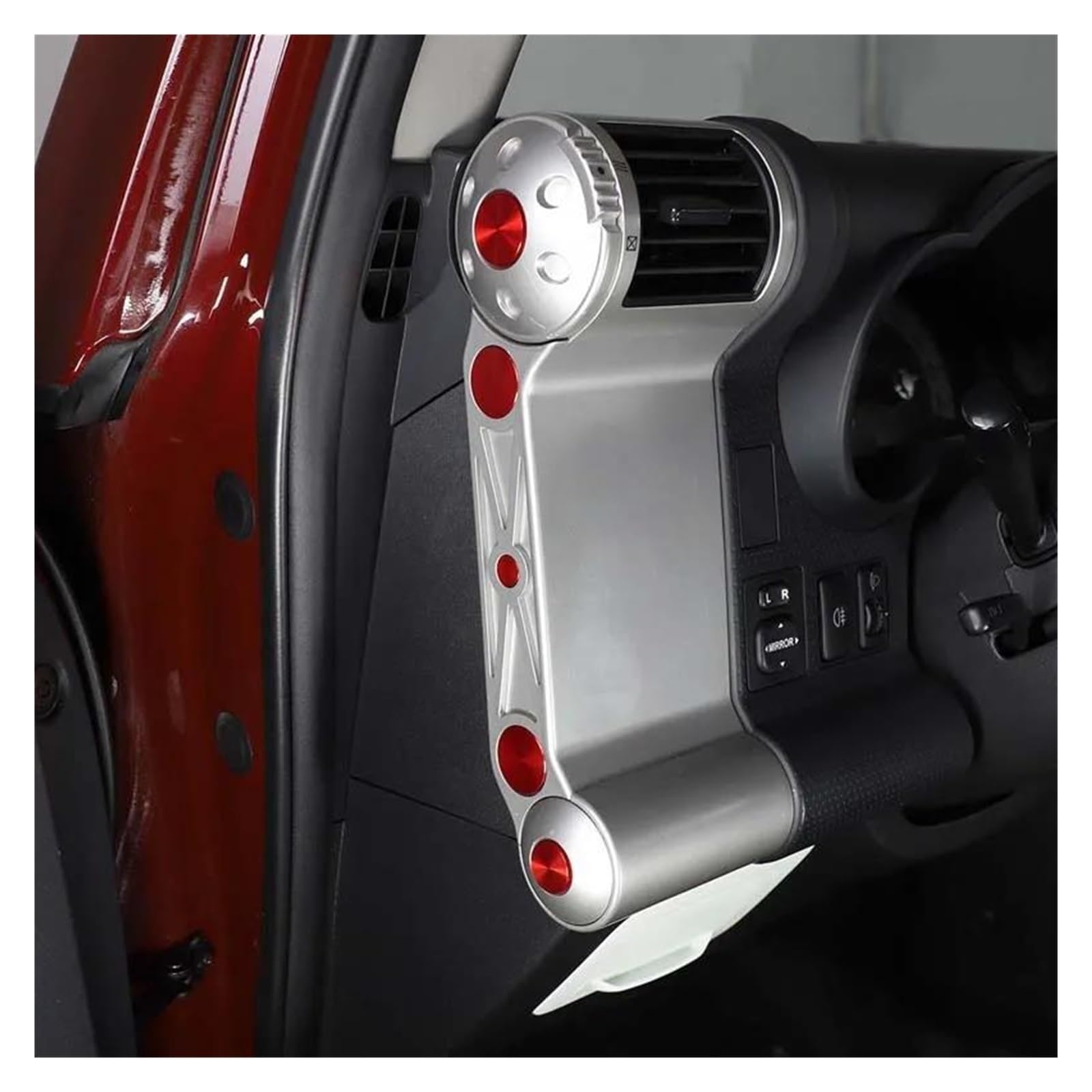 Rivestimento interno della consolle centrale Per FJ per Cruiser 2007-2021 Adesivi per coperture di protezione delle viti del cruscotto della portiera per dell'auto(Rosso)