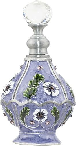 REFFU Botella de perfume vintage de flores moradas decorativas titular de la decoración de lujo botellas de aroma vacías rellenables hechas a mano