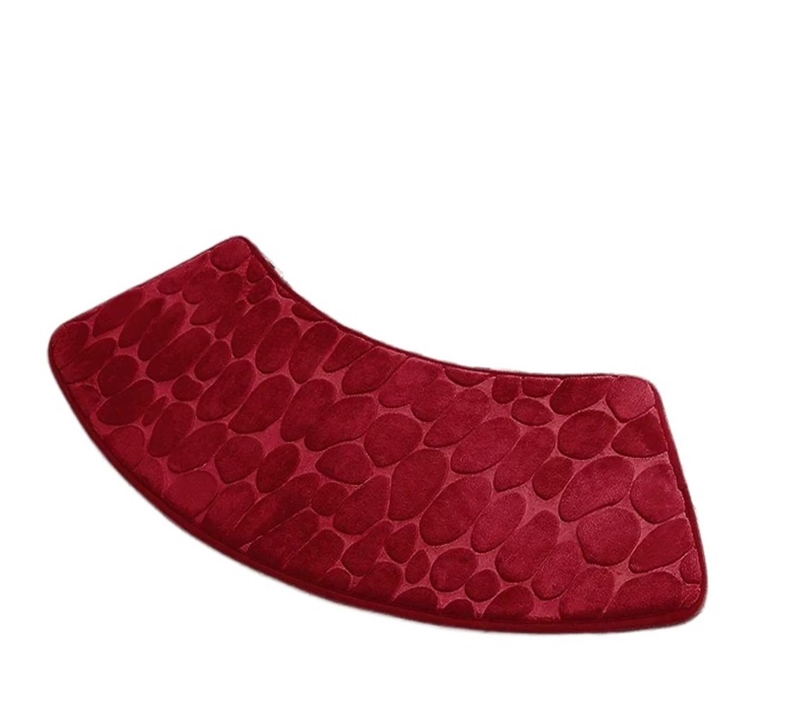 Curved Shower Mat 1PC Bathroom Floor Mat Pebble Embossed Carpet Curved Scalloped Non-slip Area Rug Absorbent Floor-Mat Toilet Shower Bath Mats(Red,100x40cm)