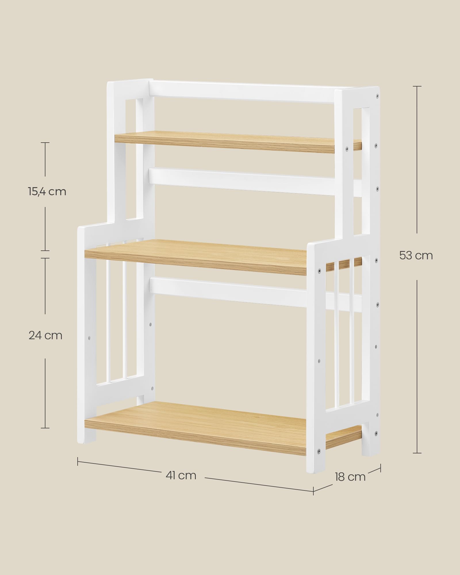 Portaspezie A 3 Ripiani In Metallo Con Cesto E 6 Ganci – Organizer Da Cucina In Stile Vintage, 43x24x53 Cm