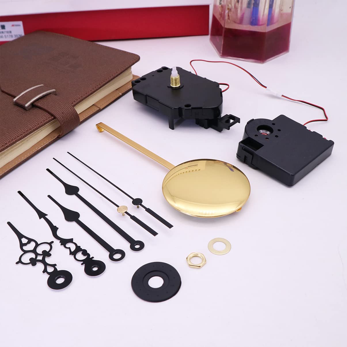 UKCOCO 2sätze Pendeluhrwerk DIY Reparatursatz Mit Musikbox Geräuschloses Uhrwerk Für Wanduhr Inklusive Goldenem Pendel Und Zeigern Für Kreative Uhrenprojekte Und Reparaturen