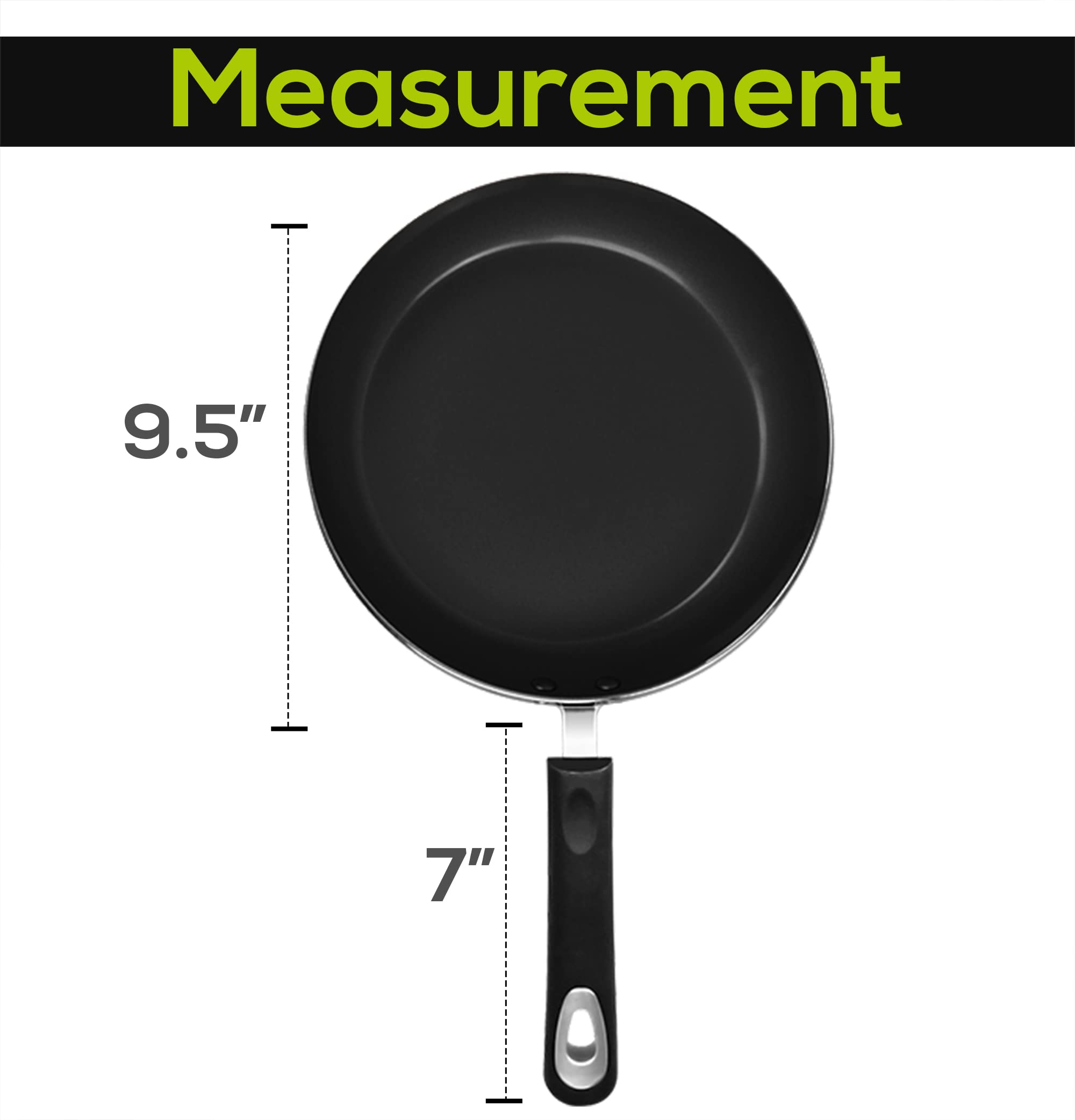 Kichly Padella Antiaderente In Alluminio Da 24 Cm - Padella A Induzione Durevole E Di Alta Qualità - Con Manico Rivettato, Adatta A Piani Di Cottura Elettrici E In Ceramica (Nero)