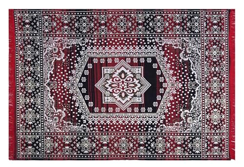 Image of ErraTex Hand Woven Cotton Carpet Multicolor Durable Lightweight Durrie Persian Style Area Rug for Living Room Bedroom Hallway Aladin Design 5x7 Feet