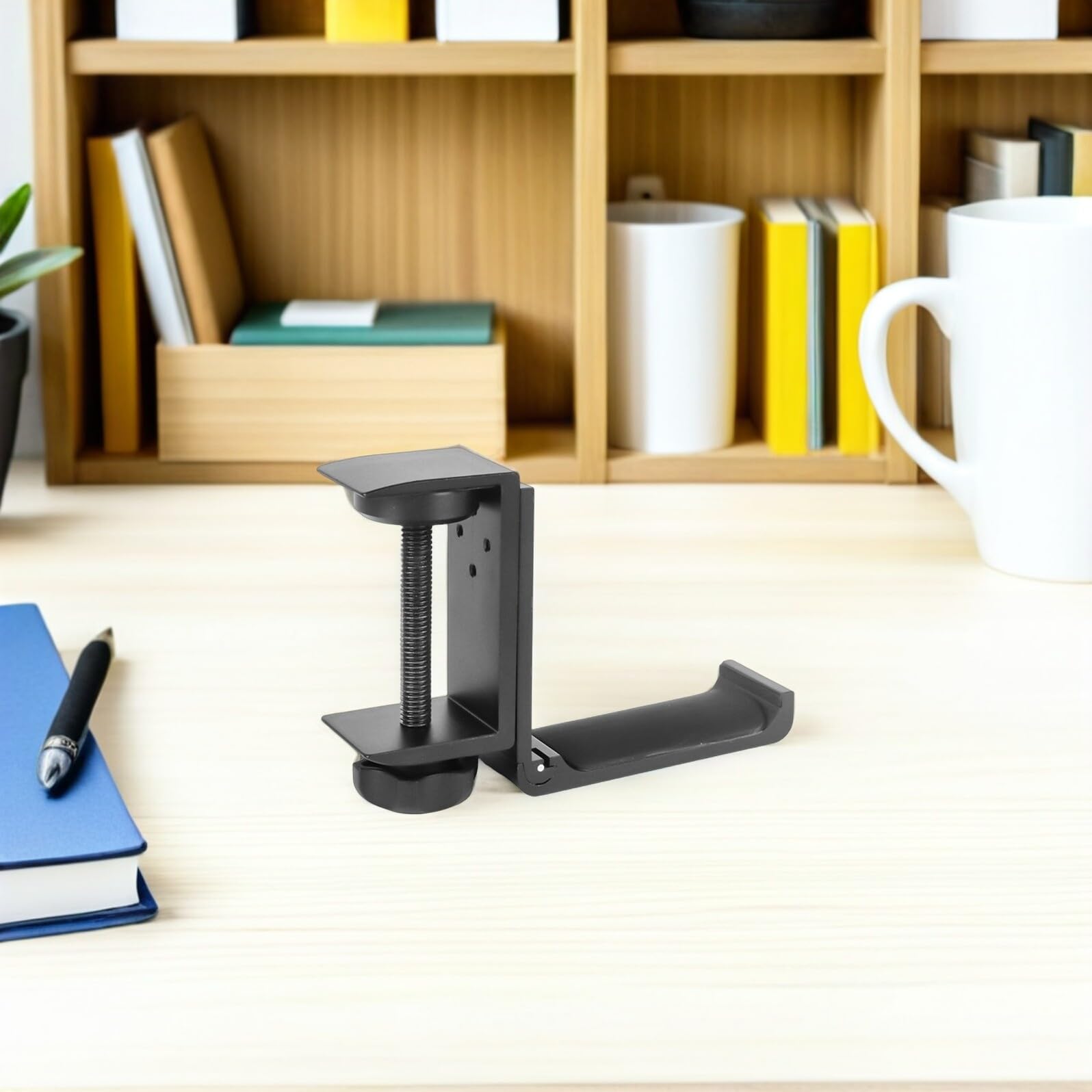 SOIMISS Supporto per Cuffie da Scrivania 2 Pezzi in Metallo Regolabile Morsetto Pieghevole Gancio per Cuffie Over-Ear Gestione Cavi Salvaspazio per Ufficio e Casa