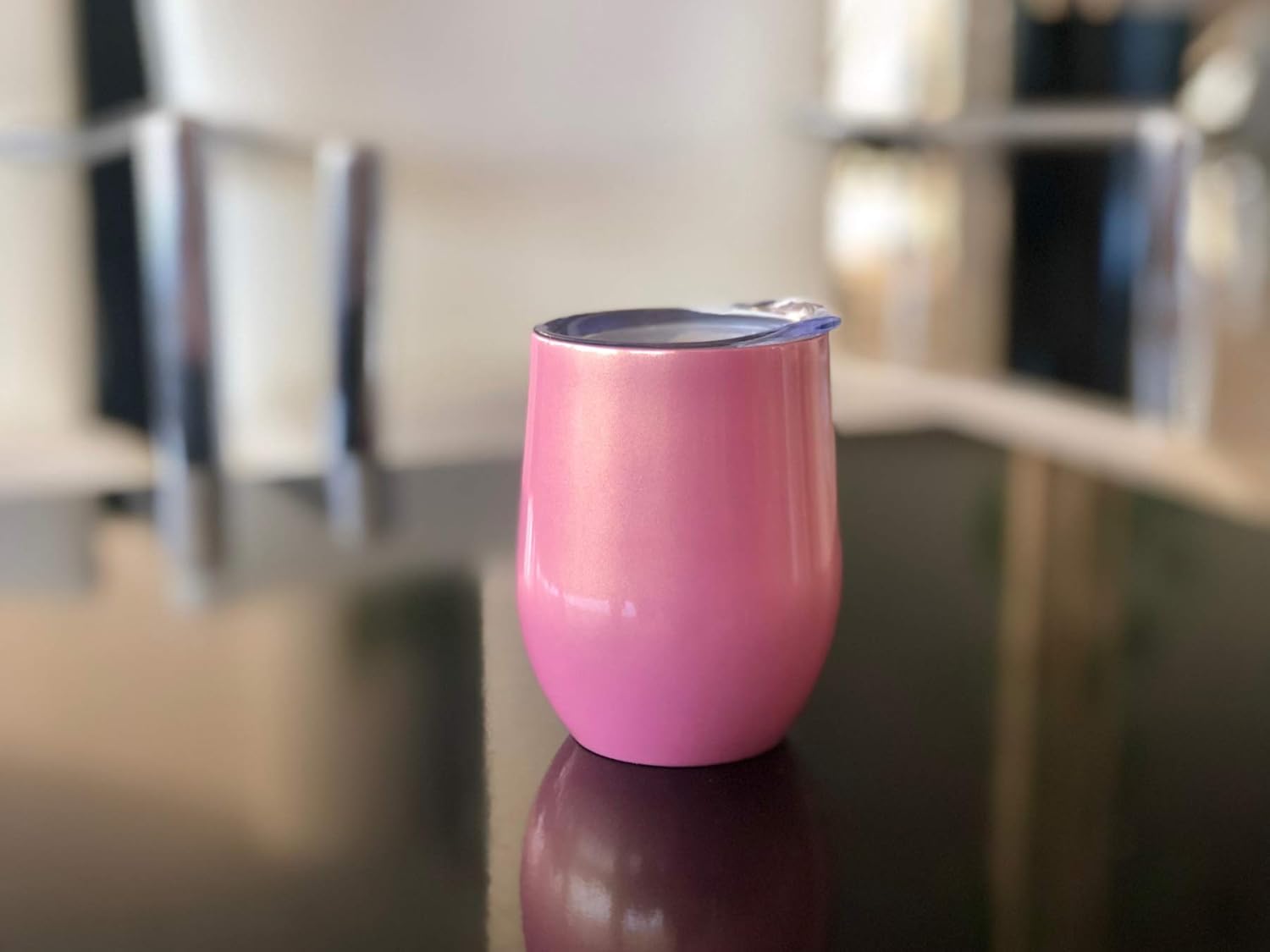 CHILLOUT LIFE 12 oz Stainless Steel Tumbler with Lid & Gift Box - Wine Tumbler Double Wall Vacuum Insulated Travel Tumbler Cup for Coffee, Wine, Cocktails, Ice Cream - PINK SPARKLE - Image 5