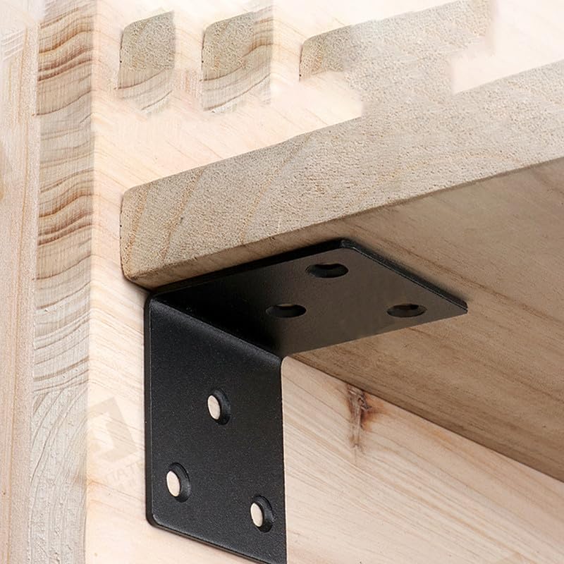 4Pcs Black Angle Brackets 70*70*50MM,L Repair Connector,Stainless Steel Angle Reinforced Metal Braces for Furniture Fixing - Image 4
