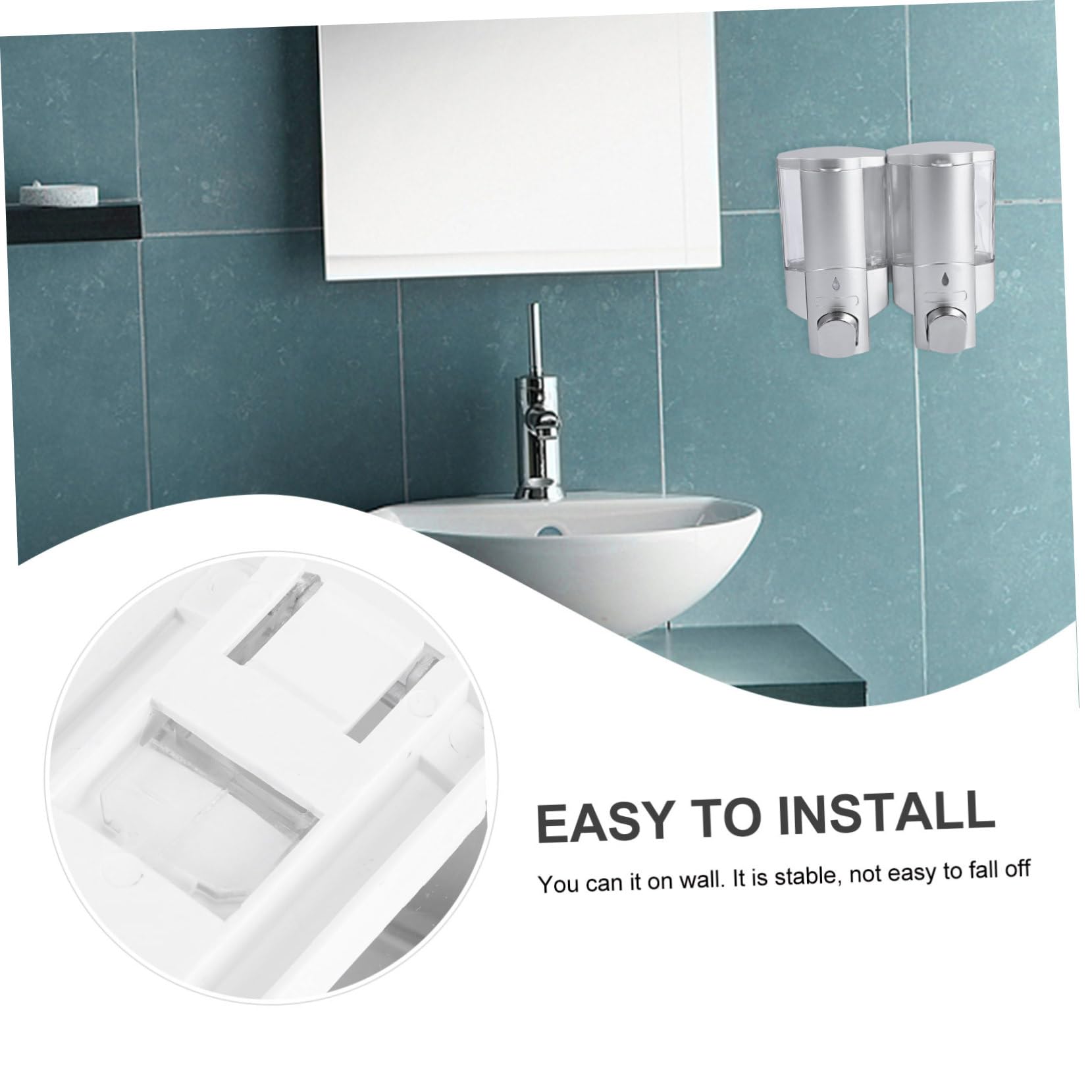 Cabilock Dispensador De Jabón Espumoso De Plástico Abs Pared Baño Ducha Bañera Cocina Fregadero Doble Cabezal
