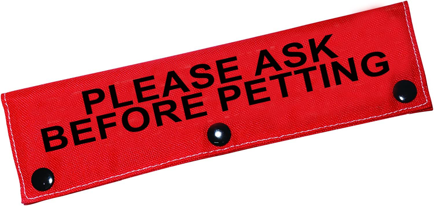 Manchon pour laisse de chien Please Ask Before Petting en tissu jaune