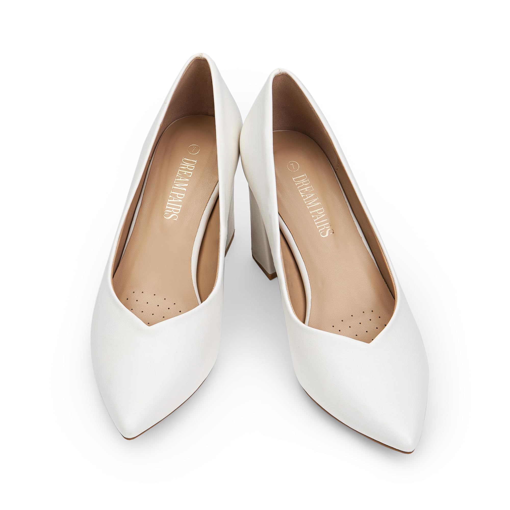 DREAM PAIRS Escarpins Femme Confort à Bout Pointu, Chaussures à Talon Bloc Élégantes pour Travail, Bureau, Mariage ou Soirée – Talon 8,5 cm