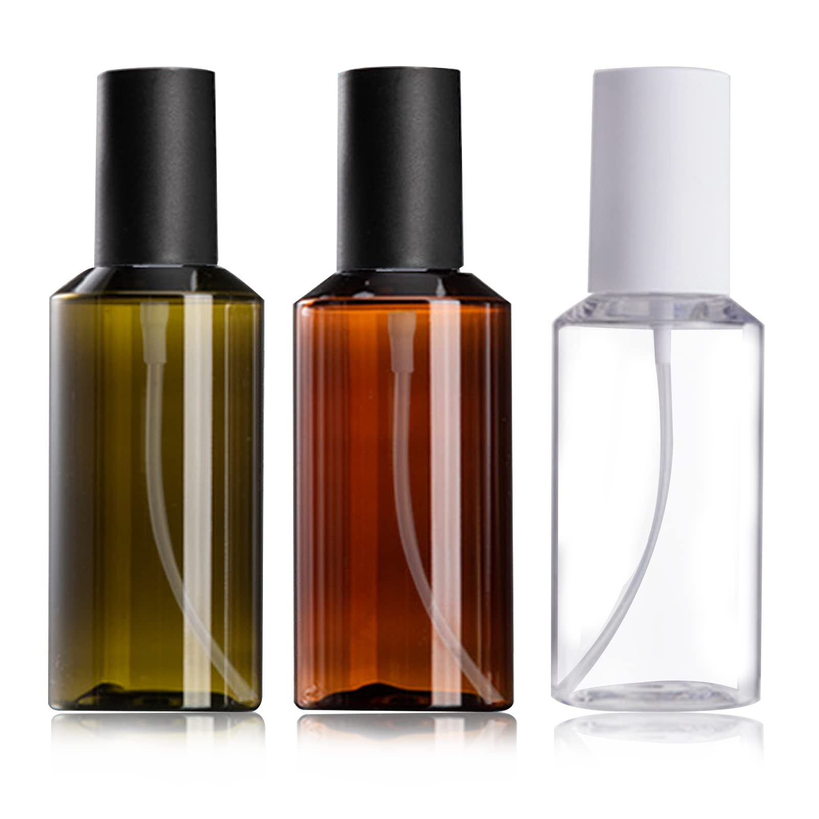 Portable Travel Spray Bottle,3Pcs 100ml/3oz Fine Mist Hairspray Bottle for Essential Oils, Empty Airless Makeup Face Spray Bottle Clear Refillable Travel Containers for Cosmetic Skincare Perfume.