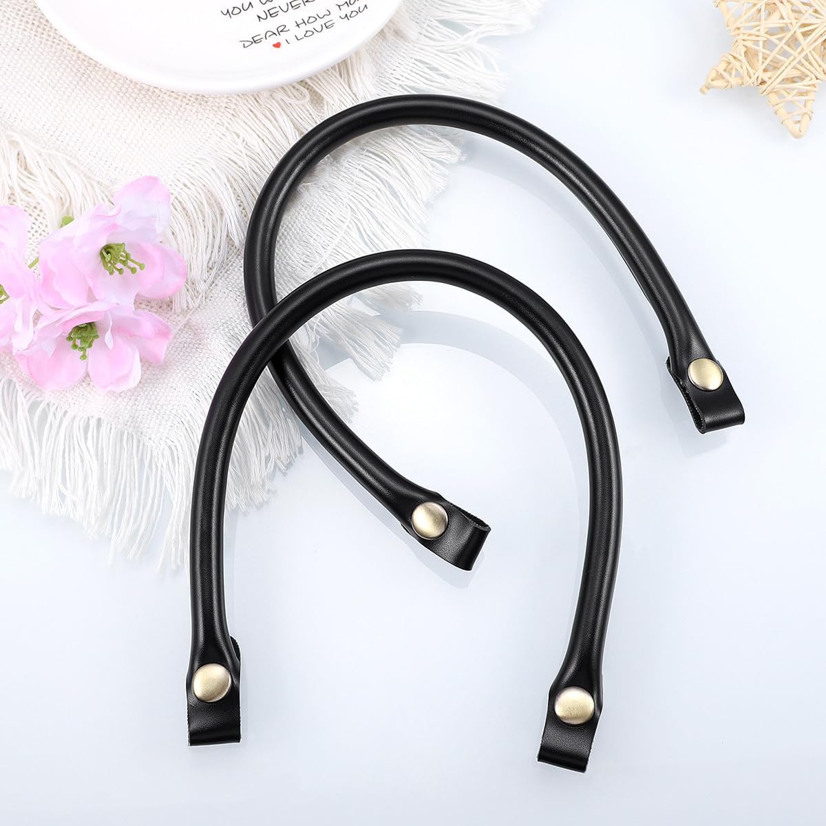Sewroro 2pcs Pu Leather Handbag Handles Replacement Strap for Women Tote Purse Use, Black - Image 8