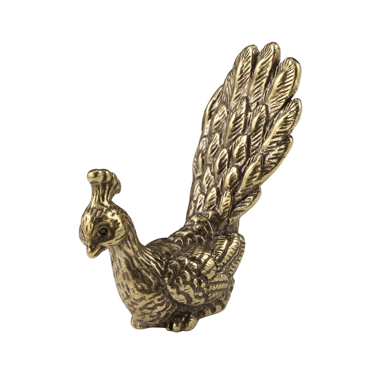 Figurine paon laiton idee cadeau deco originale salon et chambre