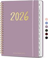 Zotia 2026 Weekly Monthly Spiral Bound Planner A5 Purple - Jan-Dec Coverage, Inner Pocket, Tabs for Office Home School