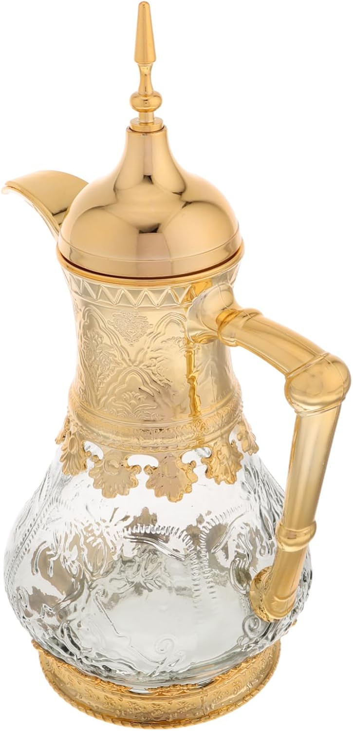 STOBAZA Middle Eastern Cold Water Carafe Beverage Dispenser with Spout Elegant Teapot Kettle for Iced Tea Juice Travel Office Party and Camping Use