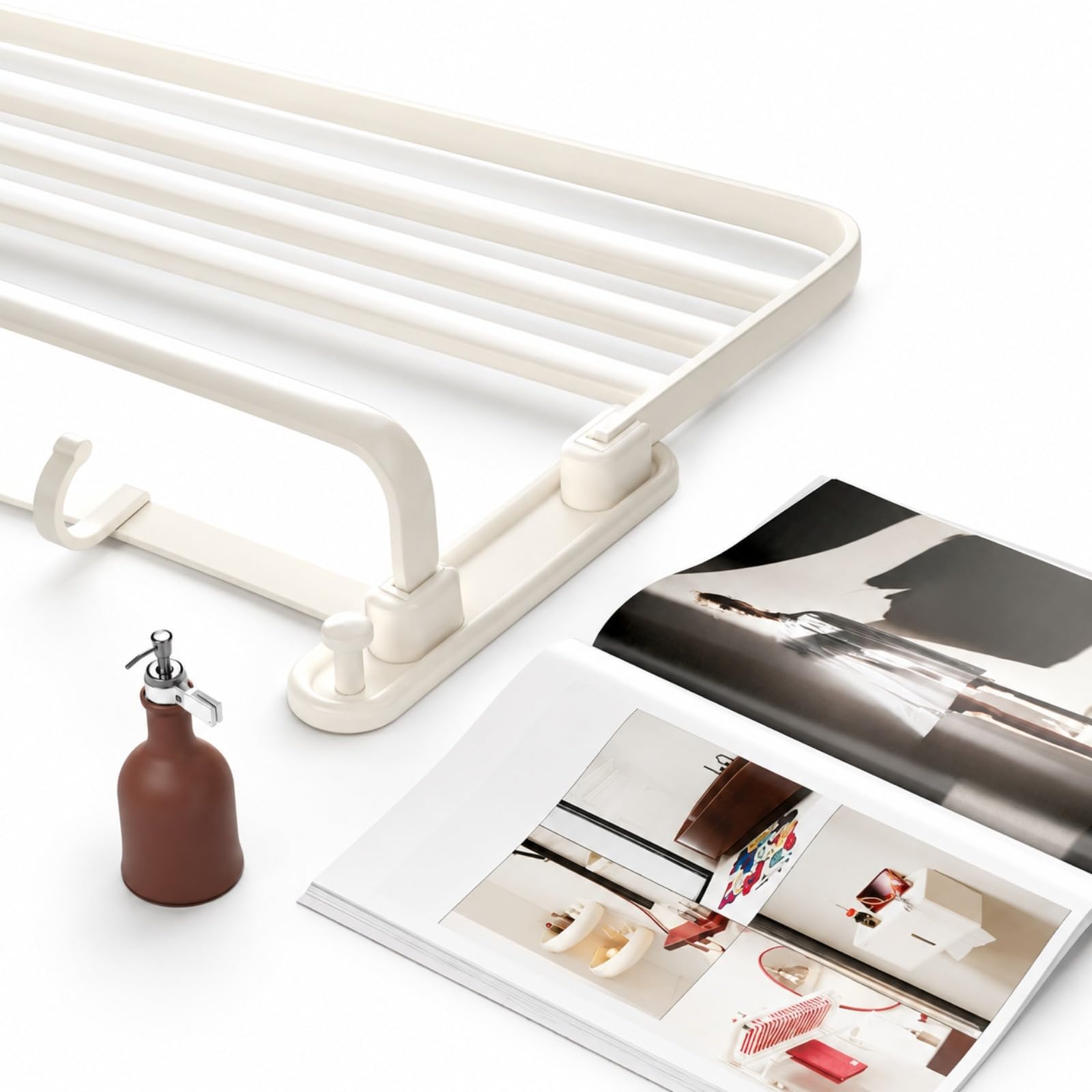 Faltbares Handtuchregal 40/50/60/70 cm mit Ablage, Ohne Bohren