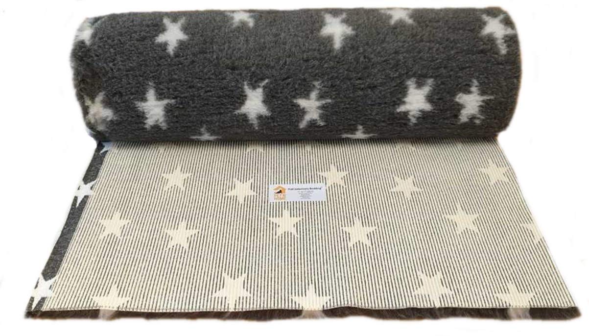 PnH Veterinary Bedding® NON SLIP Vet Bedding Whelping Fleece - Puppy/Dog/Pet Bed - CHARCOAL/WHITE STARS (150cm x 100cm)