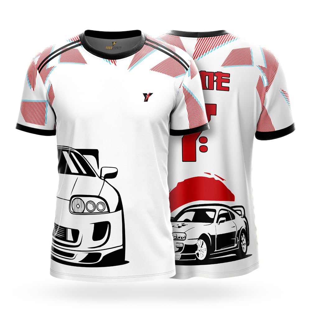 Japan x Supra Fan Car Edition Football/Cricket/Badminton Concept Jersey, 2024 White/Red/Black Edition, Customized and Personalized with Your Name and Number, for Kids, Men, and Women.