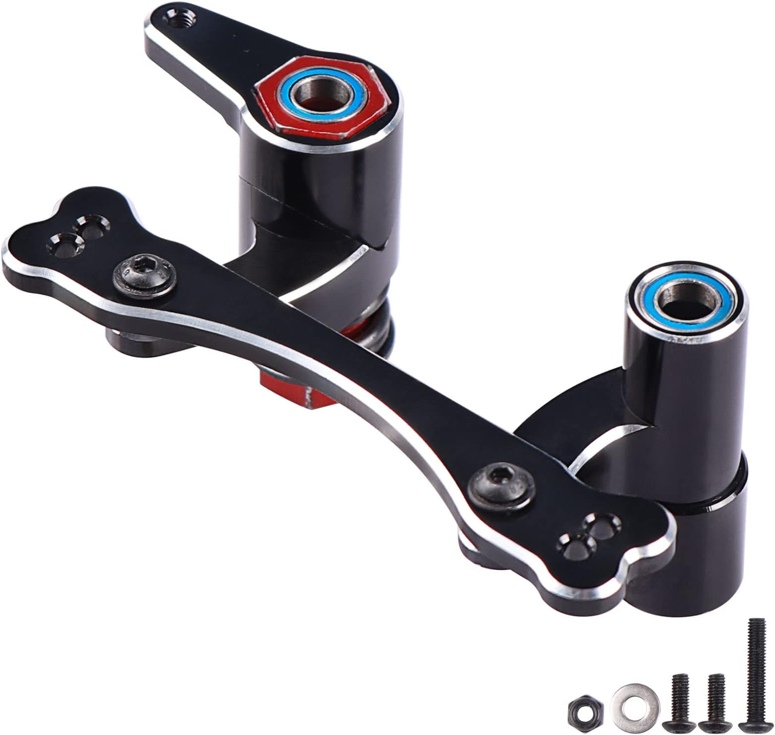 Aimrock Aluminum Steering Rack Steering Bellcrank Assembly Set w/Ball Bearing for Arrma 6S 1/7 Felony Infraction Limitless,1/8 Typhon Kraton Notorious 6S BLX RC Buggy Car Truck (Black)