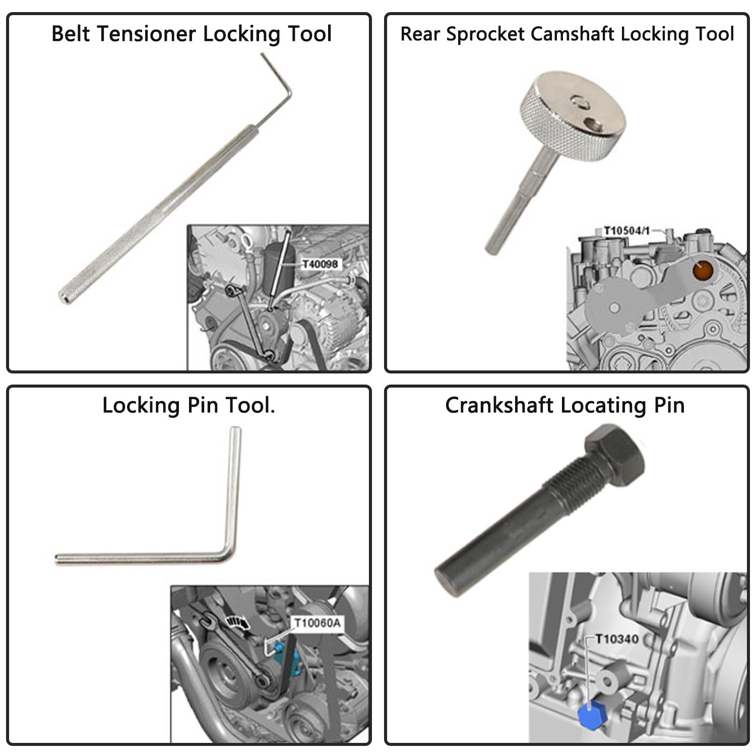 DPTOOL Strumento di regolazione del motore, albero a camme, pulegge di ritenzione compatibile con Volkswagen Audi Skoda Seat 1,5 l TSl ETSI motore per EA211 Evo dal 2017 OEM T10575A T10221A T10172