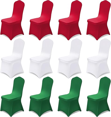 Vista 7 de Oudain 12 fundas para sillas plegables universales de elastano, lavables, extraíbles, elásticas, protectoras para decoración de fiestas (serie azul)