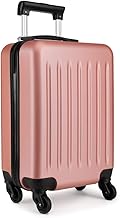 KONO Cabin Size Lightweight Hard Trolley Case with 4 Wheels in Durable ABS, Nude, Continue