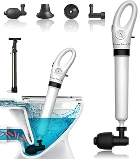 PLUNGE FORCE Xâ„¢ Toilet Plunger,High Pressure Air Drainage Injector, Pneumatic Sewer Piston with Visual Air Pressure Gauge,Bathrooms, Sinks, Floor Drains, Kitchens, and Plumbing Clogs