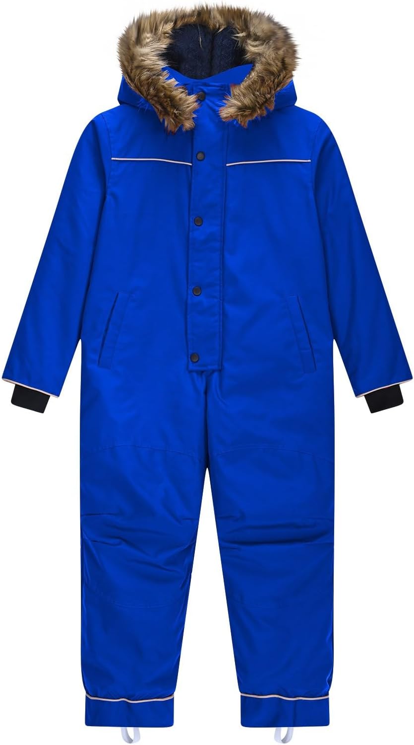 Boys Girls Winter Waterproof Snowsuit Kids Solid Windproof Puffer Jumpsuit One Piece Teen Outdoor Warm Onesie