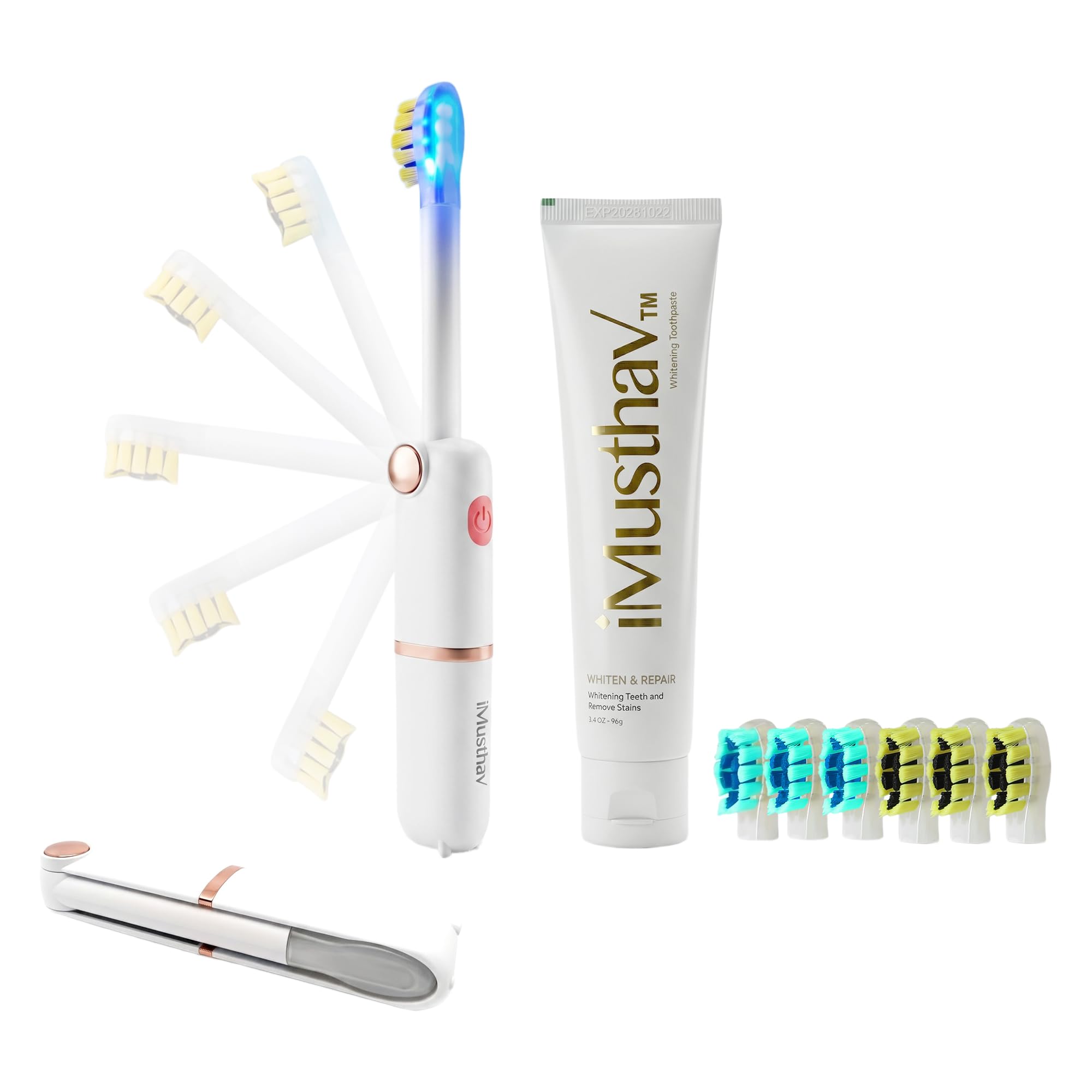 Cepillo de dientes eléctrico sónico de viaje plegable con función de blanqueamiento | Cepillo de dientes eléctrico para adultos | Cepillos de dientes de viaje