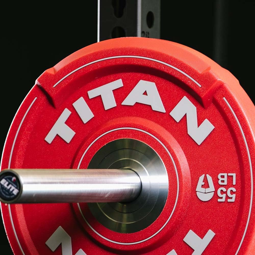 Titan Fitness EZ-Grip Urethane Olympic Weight Plates, Pair of Black Competition Plates with Steel Chrome Core, Easy-Grip Interlocking Design, Weightlifting, Strength Training, Home Gym Plates