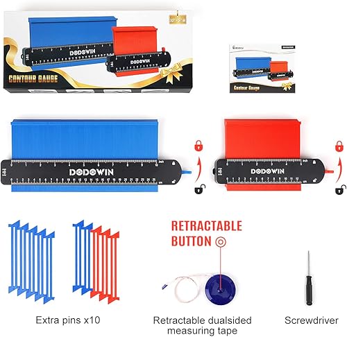 Miniatura 2 de dodowin Medidor de contorno de 2 piezas, regalos para hombres, marido, papá, él, duplicador de formas de contorno de perfil para colocar azulejos,