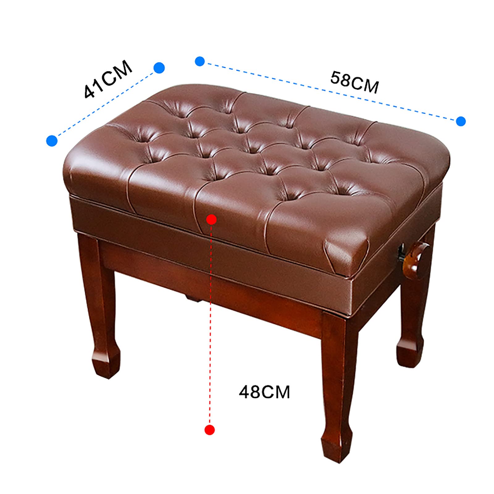Sgabello regolabile per pianoforte con sollevamento idraulico, versatile tavolo da toeletta con vano portaoggetti, 58 x 41 x 48-58 cm, perfetto per pianisti e musicisti