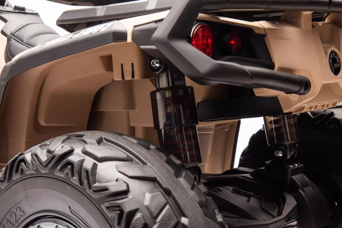 Playhouse Quad Outlander 4x4 24V - 800 WAT, Bluetooth, FM-Radio, Ledersitz, 2 Stoßdämpfer, Eva Räder, 24V 7ah, Kinderauto Kinderfahrzeug Kinder Elektroauto (Schwarz)