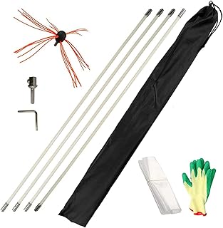 Chimney Brush Kit, 18inch Duct Vent Cleaning Set with 4 Nylon Rods 1 Brush Heads, Chimney Sweep Kit, rig-Driven Chimney Cleaning Tool for Cleaning Fireplace flues